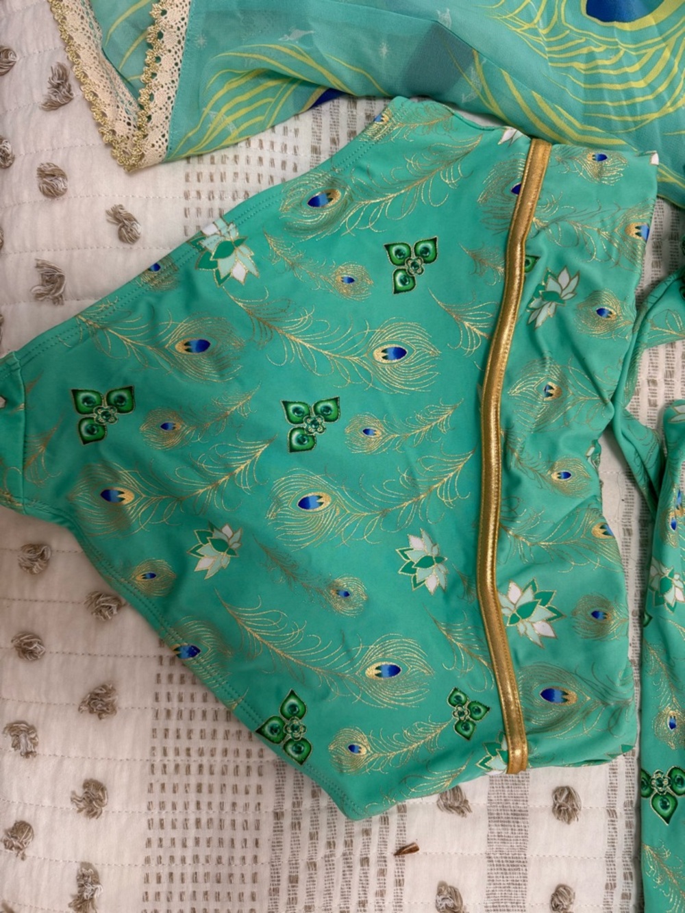 Disney Jasmine Swim Set 3-Piece Bikini + Kimono Cover Up NWT Hot Topic Peacock - Picture 10 of 14